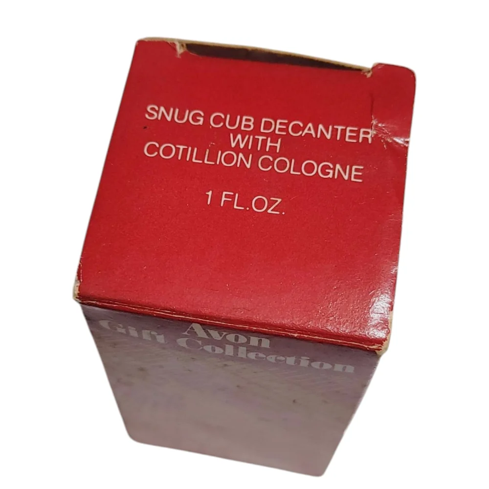 Avon Christmas Snug Cub Decanter With Cotillion Cologne 1 Fl. Oz. New In Box